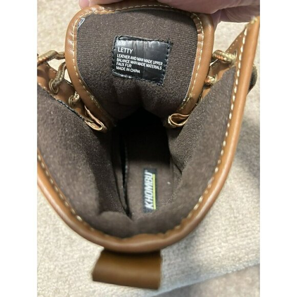 Khombu Letty Brown Blue Leather Rubber Lace Duck Boots Womens Size 8M EUC - Picture 8 of 8